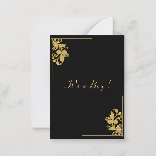 Floral Black Gold Baby Shower-uitnodiging Notitiekaartje (Achterkant)