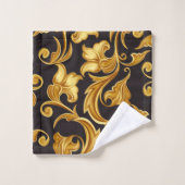 Floral Black Gold Bad Handdoek (Wasdoekje)