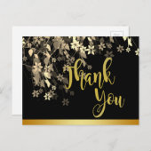 Floral Black Gold Hartelijk dank voor uw huwelijk Briefkaart (Voorkant / Achterkant)
