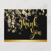 Floral Black Gold Hartelijk dank voor uw huwelijk Briefkaart (Voorkant)