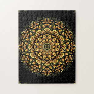 Floral Black Gold Mandala Legpuzzel