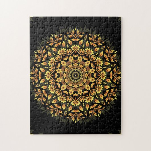 Floral Black Gold Mandala Legpuzzel (Verticaal)