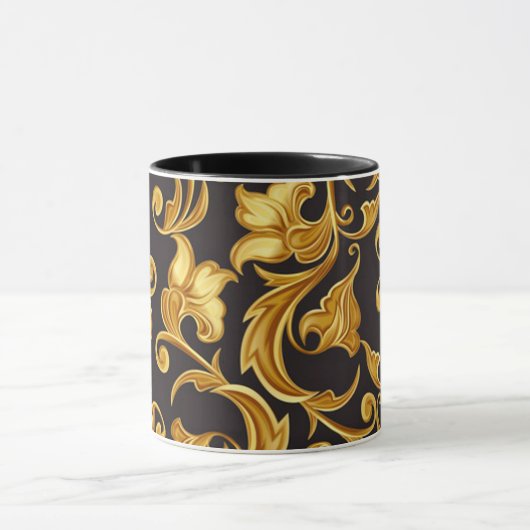 Floral Black Gold Mok (Midden)
