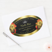 Floral Black Gold Shimmer Product Label Rozen Logo (Envelop)
