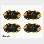 Floral Black Gold Shimmer Product Label Rozen Logo (Vel)