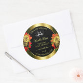 Floral Black Gold Shimmer Product Label Rozen Logo (Envelop)