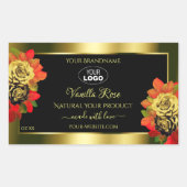 Floral Black Gold Shimmer Product Label Rozen Logo (Voorkant)