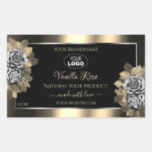 Floral Black Gold Silver Product Labels Roos Logo (Voorkant)