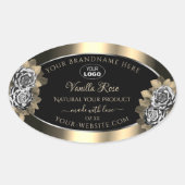 Floral Black Gold Silver Product Labels Roos Logo (Voorkant)