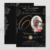 Floral Black Gold Surprise 60e verjaardag Kaart (Voorkant / Achterkant)