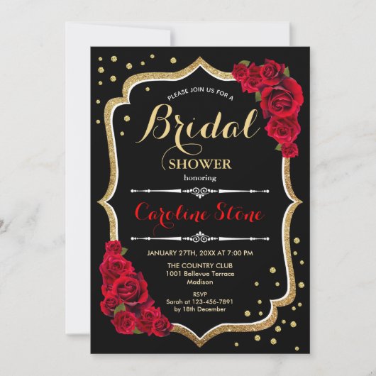 Floral Black Gold Vrijgezellenfeest Kaart (Voorkant)