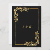 Floral Black Gold Wedding Invitation Sjabloon (Achterkant)