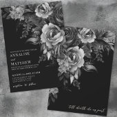 Floral Black Gothic Wedding Kaart