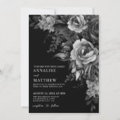 Floral Black Gothic Wedding Kaart (Voorkant)