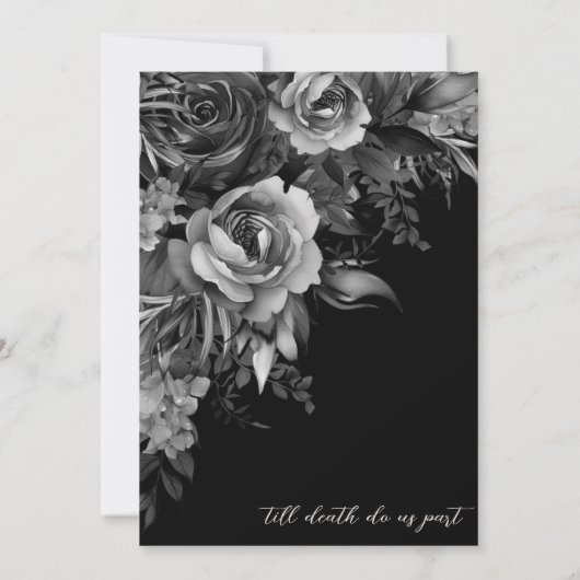 Floral Black Gothic Wedding Kaart (Achterkant)