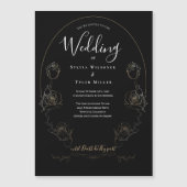 Floral Black Gothic Wedding Magnetische Uitnodiging (Voorkant)