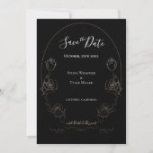 Floral Black Gothic Wedding Save the Date (Voorkant)