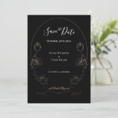 Floral Black Gothic Wedding Save the Date (Staand voorkant)