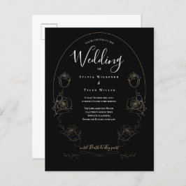 Floral Black Gothic Wedding Uitnodiging Briefkaart