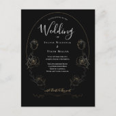 Floral Black Gothic Wedding Uitnodiging Briefkaart (Voorkant)