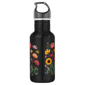 Floral Black Herbruikbare Waterfles (Achterkant)