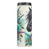 Floral Black Horse Braided Mane Thermosbeker (Achterkant)