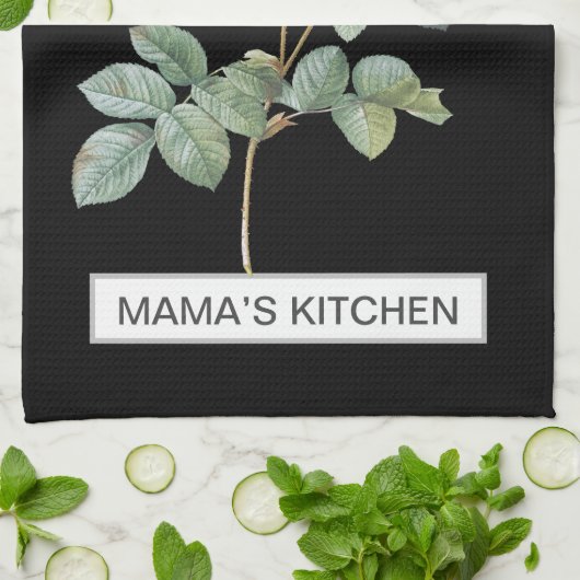 FLORAL Black Kitchen Towel Theedoek (Gevouwen)