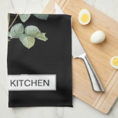 FLORAL Black Kitchen Towel Theedoek (Quarter Fold)