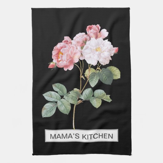 FLORAL Black Kitchen Towel Theedoek (Verticaal)
