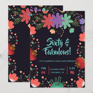 Floral Black kleurrijke tuinen geweldige verjaarda Kaart