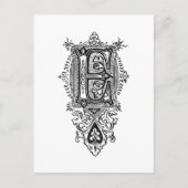  Floral Black Monogram E Briefkaart (Voorkant)