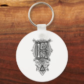 Floral Black Monogram E Sleutelhanger (Voorkant)