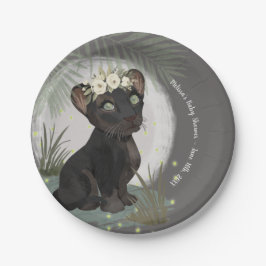 Floral Black Panther Baby shower Papieren Bordje