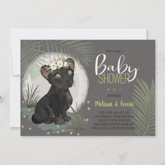 Floral Black Panther Oerwoud Baby shower Kaart (Voorkant)