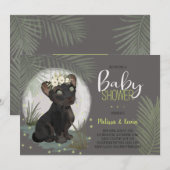 Floral Black Panther Oerwoud Baby shower Kaart (Voorkant / Achterkant)