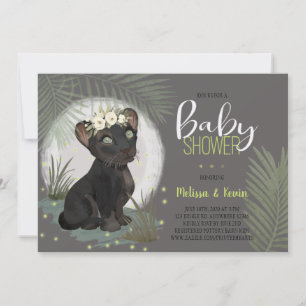 Floral Black Panther Oerwoud Baby shower Kaart