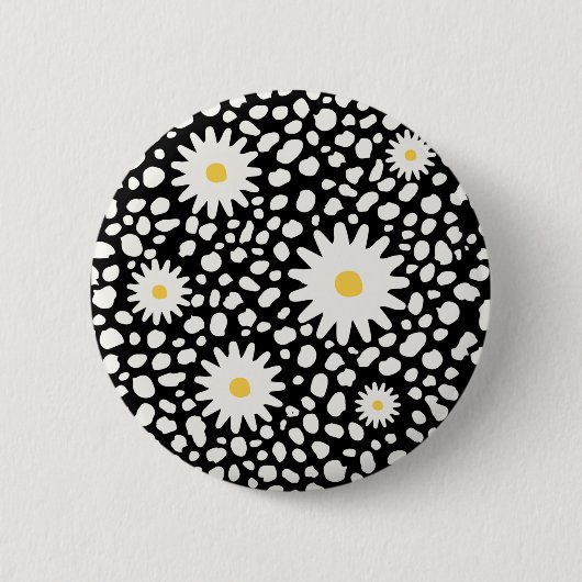 Floral Black Pattern Button (Voorkant)