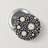 Floral Black Pattern Button (Voorkant /achterkant)