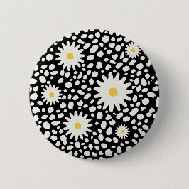 Floral Black Pattern Button