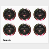Floral Black Product Label Green Pink Glitter Logo (Vel)