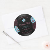 Floral Black Product Labels Blauwgroen en roze blo (Envelop)