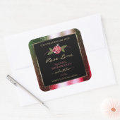 Floral Black Product Labels Green and Pink Glitter (Envelop)