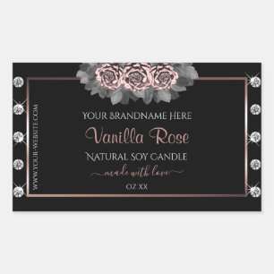 Floral Black Product Labels Roos Gold Lijst juwele