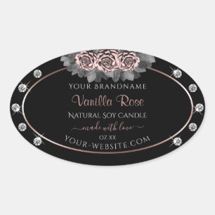 Floral Black Product Labels Roos Gold Lijst juwele