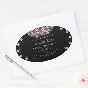 Floral Black Product Labels Roos Gold Lijst juwele
