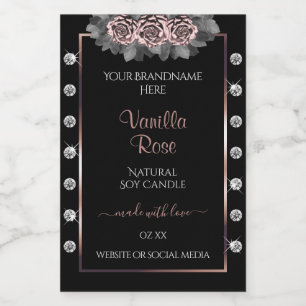 Floral Black Product Labels Roos Gold Lijst juwele Voedselcontainer Etiket