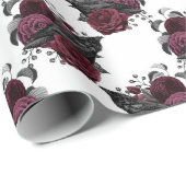 Floral Black Raven op White Cadeaupapier (Rol Hoek)