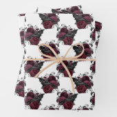 Floral Black Raven op White Inpakpapier Vel (In situ)