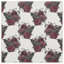 Floral Black Raven op White