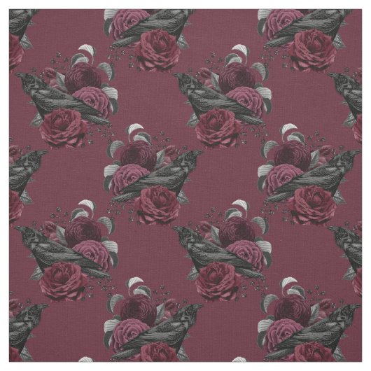 Floral Black Raven op wijn Stof (Swatch)